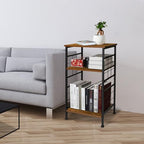GIOTORENT 3-Tier Tall End Table, Narrow Night Stand with #-Design Sturdy Frame, Small Bed Side Table for Small Space in Living Room,Bedroom,Office,Bathroom(Brown)