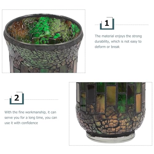 Amosfun Mosaic Candle Holder Stained Glass Home Decoration Table Candlestick Scented Candle Stand Tealight Holders Table Centerpieces
