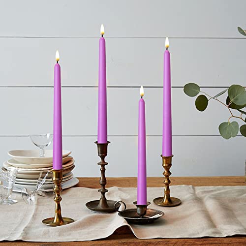 NONNO & ZGF 10 Pack Purple Flameless 11'' Wax Covered Taper Candles with 2 Remote, Use 2-AA Battery (Not Included, Runs 200 Hours) - color: Purple