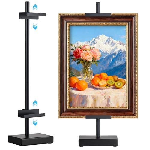 Rofio Adjustable Tabletop Easel Stand, Picture Easel Stand up to 17” H, Metal Picture Frame Holder for Artwork, Photo, Signs & Certificates (Black) - color: Black
