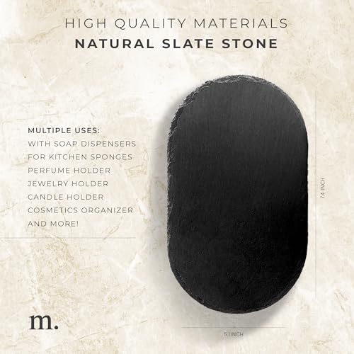 MaisoNovo Stone Soap Tray - Dish soap Dispenser for CounterTop - Bathroom Trays - color: Slate Stone Tray
