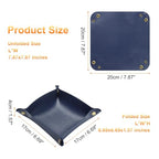 HARFINGTON 4pcs PU Leather Valet Tray Unisex Folding Small Catchall Tray Portable Entryway Table Tray Nightstand Bedside Desk Tray for Key Wallet Watch Coin Jewelry Dice, Dark Blue - color: Dark Blue