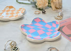 Teen Girls Gifts Trendy Stuff Preppy Room Decor Bedroom Decor Aesthetic Dorm Decor Aesthetic Stuff Checkered Jewelry Tray - style: Blue and Pink Wavy Checkered