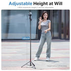 ULANZI MT-78 Extendable Phone Tripod, metal 72.83" Selfie Stick Camera Tripod Stand with 2 in 1 Phone Clip, 360° Ball Head Camera Tripod with cold shoe for iPhone 17 Sony Canon, Lightweight for Travel