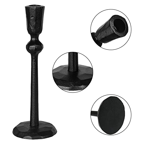 Iron Taper Candle Holder - Set of 3 Decorative Candle Stand, Candlestick Holder for Wedding, Dinning, Party - color: Black