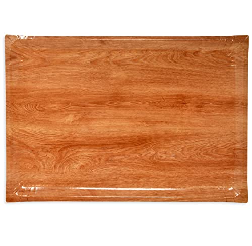 Gift Boutique 10 Wood Trays Rustic Brown Wooden Look Rectangle Serving Platters 10.75" x 15.75" Heavy Duty Disposable Paper Cardboard Tray for Dessert