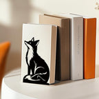 Black Fox Metal Bookends for Shelves, Exquisite Fox Bookshelf Decor Book Ends for Heavy Books, Home School Office Desk Decoration, Book Stopper for Study and Birthday Gift - style: Fox
