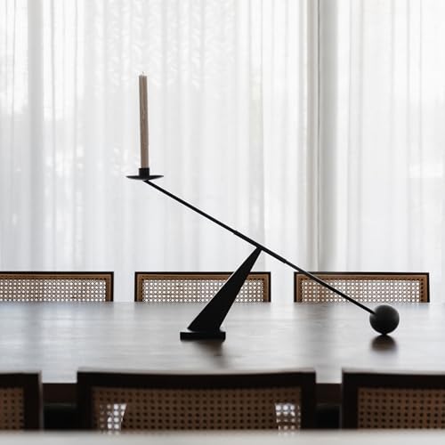 Black Metal Modern Candle Holder Candlestick Holders Decorative Candle Stand, Tapered Candle Holders Home Decoration 19 inch