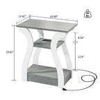 FROMJBEST End Tables Living Room, Grey End Table with Charging Station, Grey Side Table, Nightstand for Bedroom, 3 Tier End Table with Storage Shelf for Living Room - color: Grey
