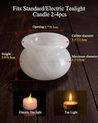 Natural Calcite Tealight Candle Holder, Crystal Bowl, Hand Carved Solid Stone Bowl, Unique Crystal Pattern, Decorative Candle Holder for Home Decor, Bathroom, Meditation, Gift