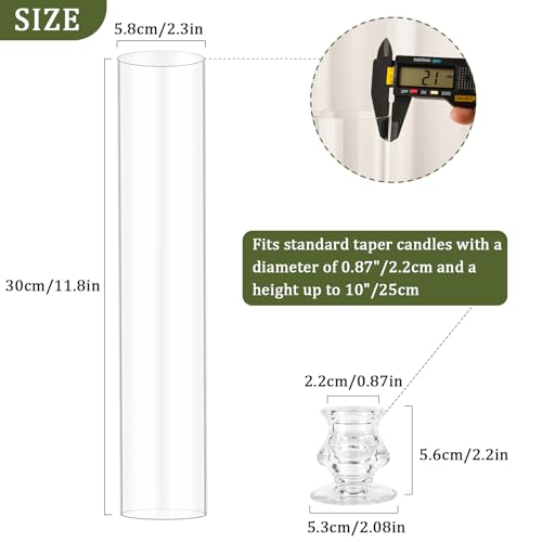 Hurricane Glass Candle Holders, Set of 4 Candlestick Holders for Taper Candle with 11.8" Tall Windproof Cylinder Covers Candle Stand Bulk for Table Centerpieces on Wedding Birthday Housewarming Decor - size: smooth