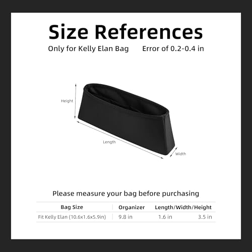 DGAZ Silk Purse Organizer Insert Fits Hermes Kelly Elan Bags，Silky Smooth Bag Organizer，Luxury Handbag & Tote Shaper(Black) - color: Black