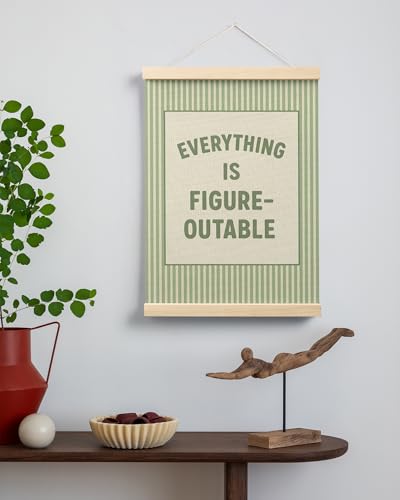 FGFK Everything Is Figureoutable Positive Affirmations Wall Art Poster Hanger Frame, Preppy Sage Green Inspirational Canvas Prints Framed Wall Decor for Office Classroom Home Bedroom, 12x16 Inch - color: Trendy Green