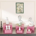 Metal Buffet Risers,6PCS Food Risers for Buffet Table 5in to 10in Display Stand for Catering Dessert Pink Cube Boxes Nesting Risers for Girl Princess party with Hollow Bottoms - color: Pink-6P