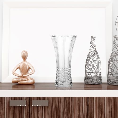 CS Crystal Vase 12-inch high, Water Ripple Design, for Flowers & Decor. Lovely Nice Shiny Piece. Perfect as a Gift, Suitable for All Occasions. - style: Water Ripple Design