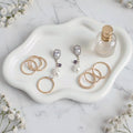 Cloud Ceramic Tray, Glossy White Irregular Jewelry Dish, Luxury Ceramic Ring Holder and Vanity Organizer, Cloud Trinket Plate for Keys, Perfume, or Nightstand Decor