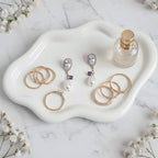 Cloud Ceramic Tray, Glossy White Irregular Jewelry Dish, Luxury Ceramic Ring Holder and Vanity Organizer, Cloud Trinket Plate for Keys, Perfume, or Nightstand Decor