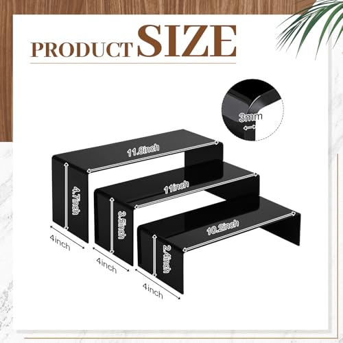 Chuangdi 2 Sets Large Acrylic Risers Display Stands for Figures Collectibles, Shelf Showcase for Dessert Cupcake Candy Treat Action Product Jewelry(Black,Extra Large Set) - color: Black, size: Extra Large Set