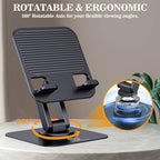 OCYCLONE iPad Stand, 360° Rotating Adjustable Foldable iPad Tablet Holder for Desk Compatible with Kindle Tablet iPad 4" - 15.6" Portable Monitor Stand, Black