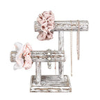 Ikee Design 2 Tier Wooden Jewelry Bracelet Watch Display Tower, Bangle Scrunchie Necklace Holder Storage Stand, 7.9 W x 4.3 D x 9.4 H in, Antique White Color - color: Antique White