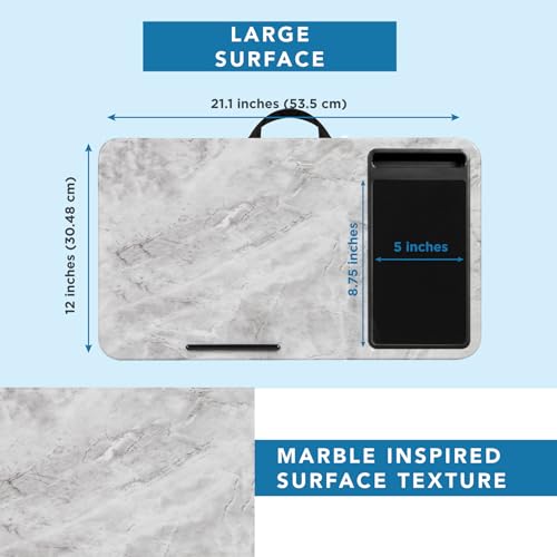 LAPGEAR Home Office Lap Desk with Device Ledge, Mouse Pad, and Phone Holder - White Marble - Fits Up To 15.6 Inch Laptops - Style No. 91501 - color: White Marble, size: Home Office