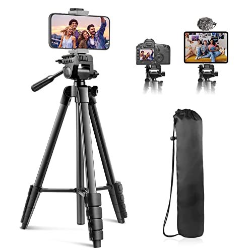 Sensyne 64" Camera Tripod Stand, Versatile Phone & iPad Tripod with Wireless Remote and 2-in-1 Phone Holder for Selfie/Video Recording/Photo/Live Stream/Vlog - size: 64-inch