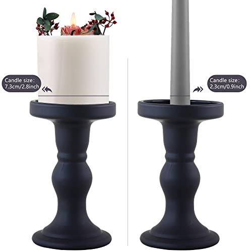 GMWD 3 Pcs Black Glass Candle Holder Set Clear, Candlesticks Holders Pillar Taper Candles Tealight Stand for Wedding Centerpieces Home Decorations Dining Table - color: Black