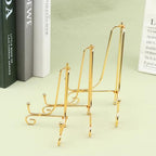 Gold Iron Display Stand Craft Bracket Book Holder Photo Pedestal Bowl Dish Frame Picture Plate Rack Easel Storage Decoration（5in） - size: Medium