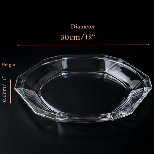 Patisserie Cake Glass Serving Platter 12” (30 cm) – Elegant Clear Presentation Plate for Cake, Desserts, Cheese, Appetizers & Table Decor (Hexagonal 12'')