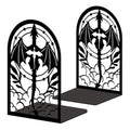 Peacoblue Metal Bookends for Shelves, Modern Decorative Heavy Duty Study Book Ends Stoppers for Office Desk Shelf Room 5.3"x4.3"x7.9" Cast Iron Simple Tall Bookends 1 Pair (Symmetrical Dragon Cross) - style: Symmetrical Dragon Cross