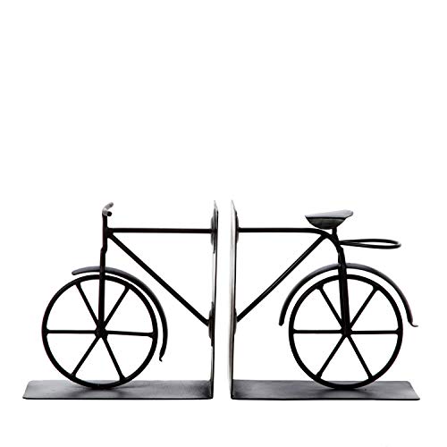 Hosley Classic Bike Bookends - 6.5" Vintage Metal Book Ends for Shelves, Heavy Duty Book Organizer for Desk, Rustic Farmhouse Book Shelf Decor, Antique Style Bookend Set, Cottagecore Home Office Decor