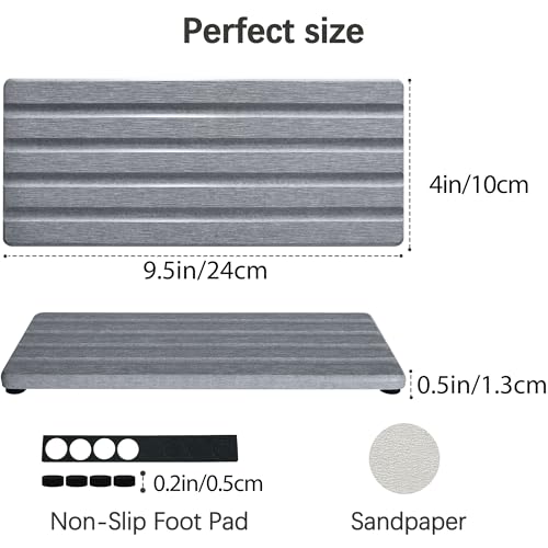 Diatomite Soap Dish, Water Absorbing Stone Tray, Kitchen Sink Organizer, Fast Drying Counter Holder (Grey, 9.5" x 4"/24 x 10cm) - color: Gray, size: 9.5" x 4" (24 x 10cm)