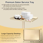 Salon Tray Hairdresser Tray on Wheels Hair Tray for Hair Stylist Gold - color: M-champagne Gold