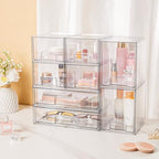 Vtopmart Stackable Storage Drawers Set of 8, Clear Plastic Organizer Bins for Bathroom Supplies,Ideal for Cabinet,Pantry,Laundry Room Organization - style: 4 Small+2 High+2 Wide