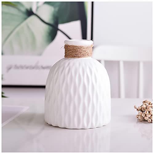 Ceramic Vase-Flower Vase Dried Flower Vase for Modern Home Decor, Fit for Foyer Living Room Fireplace Bedroom Kitchen,Decent Gift, 6.0" H (White) - color: White