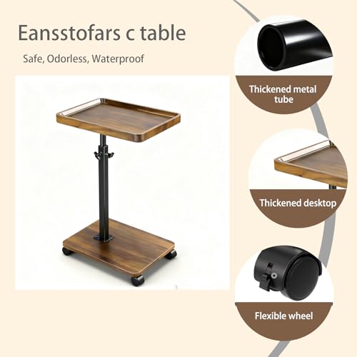 Adjustable Height Couch Tables that Slide Under Sofa, 360° Swivel Modern Tv Tray Table with Wheel, C Shaped End Table for Couch, C Table for Small Place, Perfect for Livingroom, Bedroom - style: Rectangle-Adjustablle Height