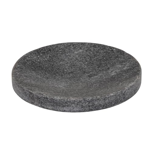Creative Co-Op Marble Round Soapdish, Grey - color: Grey