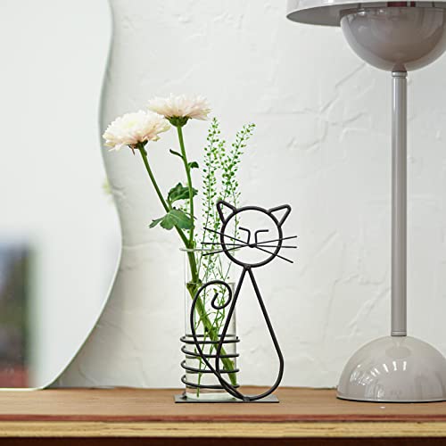 Marbrasse Desktop Glass Planter Hydroponics Vase,Planter Bulb Vase with Holder for Home Decoration,Modern Creative Cat Plant Terrarium Stand, Scindapsus Container (Lovely Cat) - color: A101-shuipei003