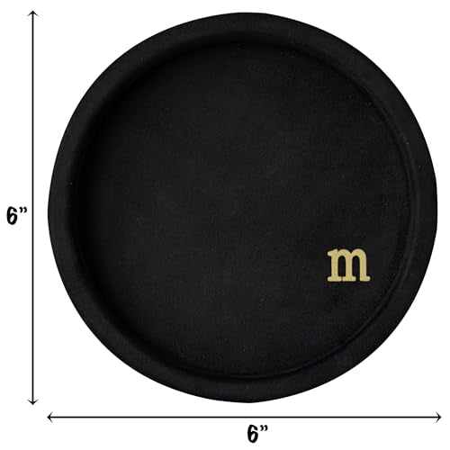 COLLECTIVE HOME - Velvet Jewelry Tray, 6" Monogrammed Jewelry Dish, Smooth Velour Display Dish for Rings, Earrings, Necklaces, Makeup, Personalized Gifts for Women (Black-m) - color: Black-m