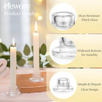 Hewory Glass Taper Candle Holders: 4 PCS Candlestick Holders Clear Short Tapered Candle Holder Set - Candle Stick Holder Decor for Table Centerpiece Wedding Party Advent Christmas Home Decorations