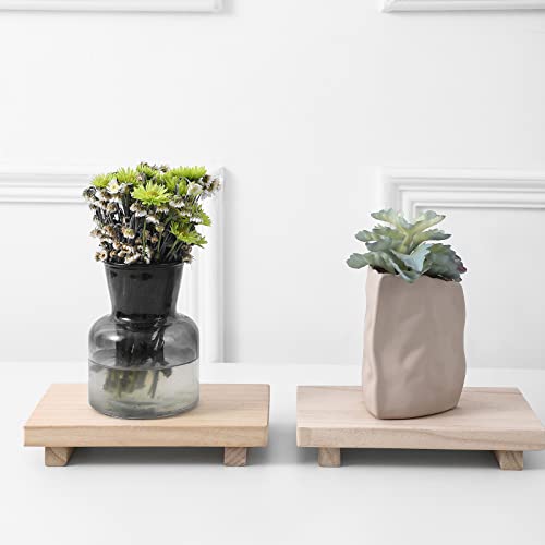 zoocatia Small Wood Tray Pedestal Stand Farmhouse Bathroom Decor Decorative Wooden Riser Kitchen Soap Dish Holder for Vanity, Counter, Sink, 9" x 5.9" - Burlywood - color: Burlywood, size: 9" x 5.9" x 1.6"