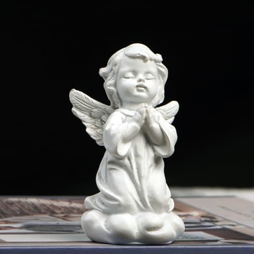 OwMell Little Angel Statue Figurine, Resin Cherub Statue Sleeping Angle Sculpture, Remembrance Healing Sympathy Gift for Memorial, Shelf Home Living Room Desktop Office Decoration - Praying - color: Praying Angel