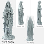 VChymm Virgin Mary Praying Statue 31.49 Inch Tall Outdoor Garden Religious Garden Outdoor Yard Patio Deck Home Entryway Hallway Sculpture Magnesium Oxide Stone （Grey Virgin） - color: Blue