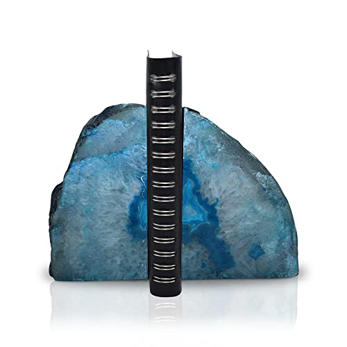 Nature's Decorations Teal Agate Bookends – A+ Grade Geode Heavy Duty Decorative Stone Crystal Book Ends for Shelves & Bookcases, Natural Polished Bookshelf Decor, 1 Pair 2-3Lbs - color: Teal, size: A+ Grade 2 - 3 Lbs
