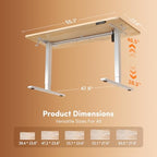 FEZIBO 55 x 24 Inchs Electric Standing Desk, Height Adjustable, Sit Stand Up, Computer Office Desk with Splice Board, White Frame/Maple Top - color: Maple, size: 55x24