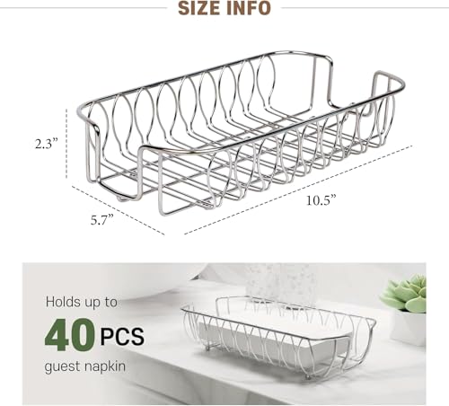 Silver Guest Towel Holder Tray for Bathroom – Napkin Organizer for Disposable Paper Towels, Hand Towel Rack for Countertop, Modern Holder for Guest Bathroom Essentials and Powder Room - color: J - Silver Napkin Holder for Bathroom, size: Guest Towel Holde