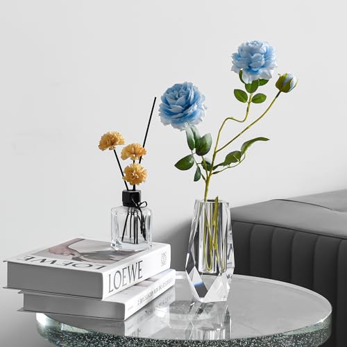 Kitcom Flower/Bud Crystal Vase Decorative Vases for Home, Wedding, Christmas, Outline Dimensions W2.4''xH6.3'', Clear with Gift Box - size: Medium
