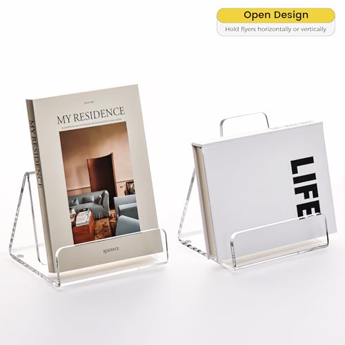 HeZone Acrylic Brochure Holder 5x6 Inch,Clear Pamphlet Holder Display Stand for Trifold 4&5&6 Inch Flyers,Pamphlets,Booklets,Menu,Leaflets for Office,Home,Store,1 Pack,A5