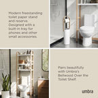 Umbra Bellwood Toilet Paper Stand Holder with Reserve Storage Compartment for 3 Rolls