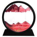 rysnwsu 3D Dynamic Sand Art Liquid Motion, Moving Sand Art Picture Round Glass 3D Deep Sea Sandscape in Motion Display Flowing Sand Painting Relaxing Desk Toys (Red, 7'') - color: Red, size: 7''